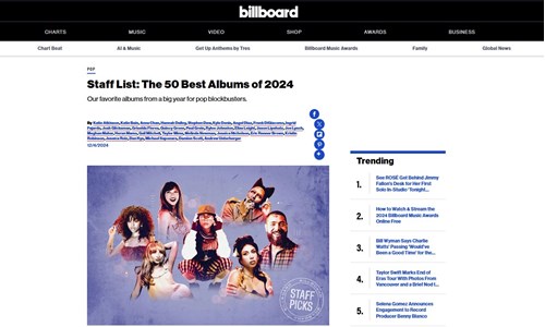 BILLBOARD'A GÖRE 2024'ÜN EN İYİ 50 ALBÜMÜ